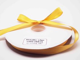 5M x 15mm Gold metallic edge satin ribbon - Yellow Gold