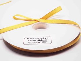 5M x 10mm Gold metallic edge satin ribbon - Gold