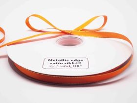 5M x 10mm Gold metallic edge satin ribbon - Tangerine