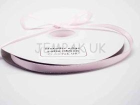 5M x 10mm Silver metallic edge satin ribbon - Baby Pink