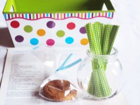 4" Gingham checker design metallic twist ties  - Lime Green (Pack of 50)