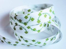 5M x 10mm grosgrain St Patrick's day print ribbon  - design on white background