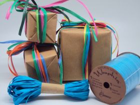 10M CUT Berwick Matte Raffia ribbon - Aqua (adds natural look and enhance gift packages, floral & craft arrangements)