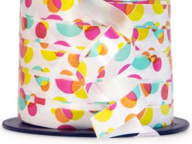 228M x 9mm Fun Dots On White Curling Ribbon