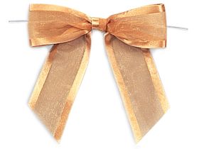 1½” Pre-Tied Organza Sheer Bows with satin edge - Gold (Pack of 12)