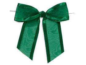 1½” Pre-Tied Organza Sheer Bows with satin edge - Hunter green (Pack of 12)