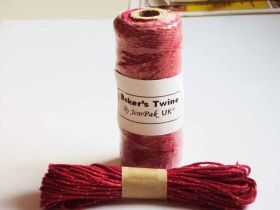 JEMPAK UK 10M x 2mm thick 100% cotton bakers twine  - Red with gold