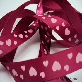 5M x 15mm Single face satin (valentine's ribbon) - red/white
