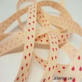 5M x 10mm Grosgrain (valentines ribbon) - red on white background