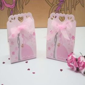 Pack of 10 Pastel pink bride & groom sacchetto favour box