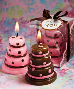 Cake candles pink/brown in clear PVC box (Pack of 10)