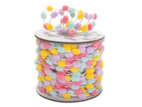 JEMPAK UK 3M Cut Pink, Lavender, Yellow and Blue Pom Pom Cord for use as twist tie or for gift wrapping  and craft projects