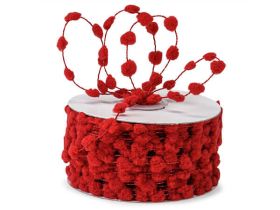 JEMPAK UK 3M Cut Red Pom Poms on Red Wired Cord for use as twist tie or for gift wrapping  and craft projects