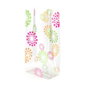 Pack of 10 Blooming hot dots cello bags (10cm x 5cm x 23cm)