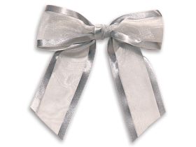 1½” Pre-Tied Organza Sheer Bows with satin edge - Silver (Pack of 12)
