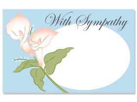Pack of 10 "With Deepest Sympathy" Floral Lilies mini enclosure gift cards (9cm x 6cm) 