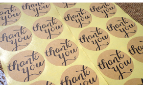 JEMPAK UK 48 pieces of "thank you" round shaped Kraft sticky labels