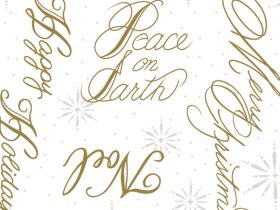 Xmas Script (Peace on earth) cellophane roll (80cm x 30M)