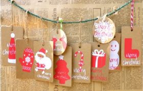 JEMPAK UK Pack of 20 assorted design Xmas print brown Kraft tags 