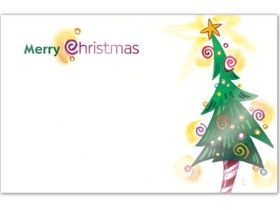 Pack of 10 "Merry Xmas Tree"  mini enclosure gift cards (9cm x 6cm) 